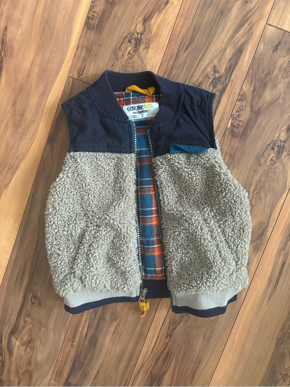 18M Blue & Beige Sherpa Vest